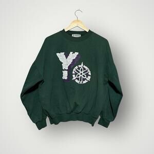 Vintage 90s Yamaha Big Logo Crewneck Sweatshirt Adult Green Large Men’s